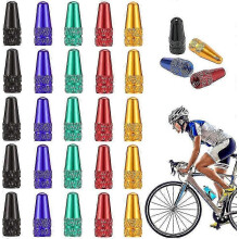 25 Pcs Multicolor Anodized Aluminum Alloy Cycling Valve Caps, French Style Tyre Caps Dust Covers