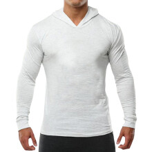 Men's UV Shirt Long Sleeve Hooded Sun Protection Thumb Hole Quick Dry Rash Guard Lightweight Sports Shirt White M