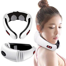 Vijf massagestanden, nekmassage-effect met draadloze nekmassager, verwarmde draagbare massager met ergonomisch ontwerp en huidvriendelijk materiaal.