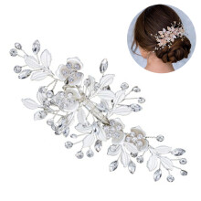 Elegante accessorio per capelli da sposa, gioielli con strass di cristallo e pettine per capelli in lega, design elegante color argento per spose e
