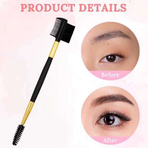 Versatile Application Eyebrow Eyelash Brush, Dual Spoolie Design with Lash Roller and Brow Comb, Functional Makeup Tools for Separating Lashes and Sh 2