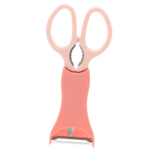 1 Set MultiPurpose Scissors Kitchen Goods Fruit Peeler Stainless Steel Pink 17X8X1CM