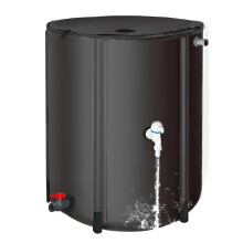 Rain Barrel 50L PVC Water Storage Container with Spigot, Foldable Garden Tank for Rainwater