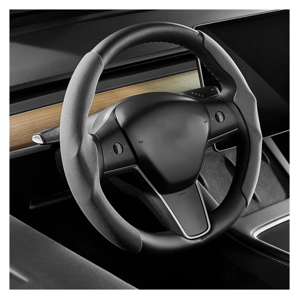 Nonslip Breathable Allseason Comfort Steering Wheel Cover For Tesla Model 3 Model Y Grey 9187378851326