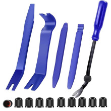 Car Trim Removal Tool Set 5pcs Car Upholstery Kit with Auto Clip Pliers and Valve Caps
