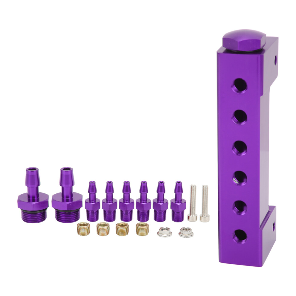 6 Port Vacuum Manifold Kit 1/2In & 1/8In Npt Aluminum Purple 8241375768917