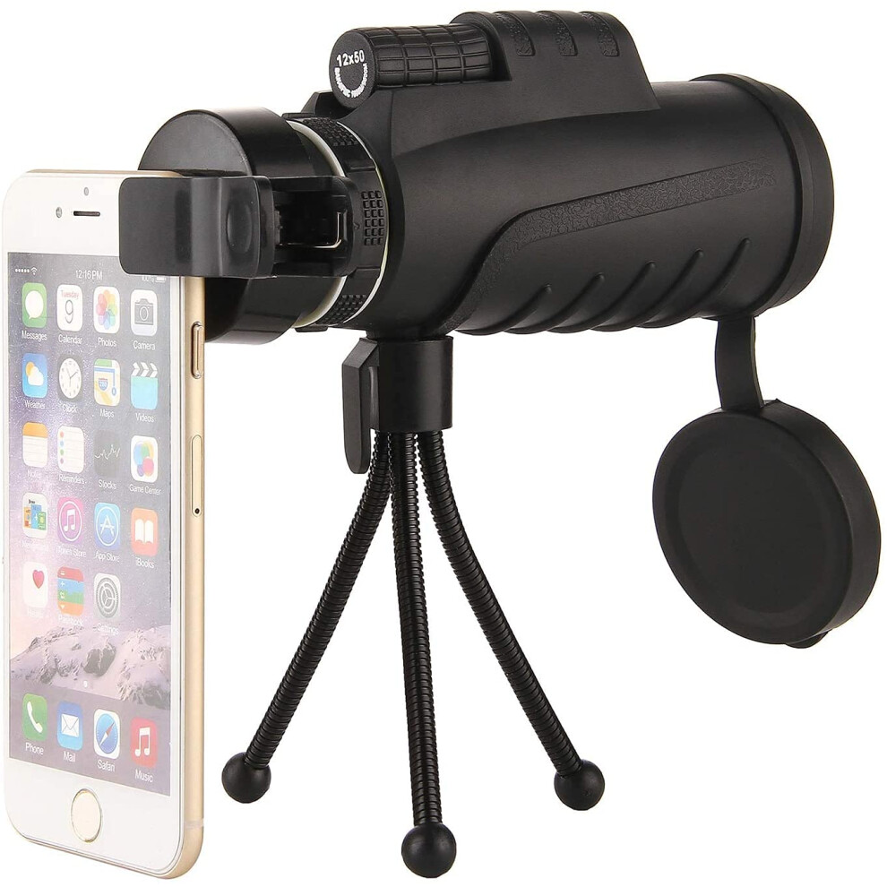 Monocular Telescope, 12X50, Portable, Quick Phone Mount, Bak4 Prism For Wildlife, Bird Watching 9187378851623