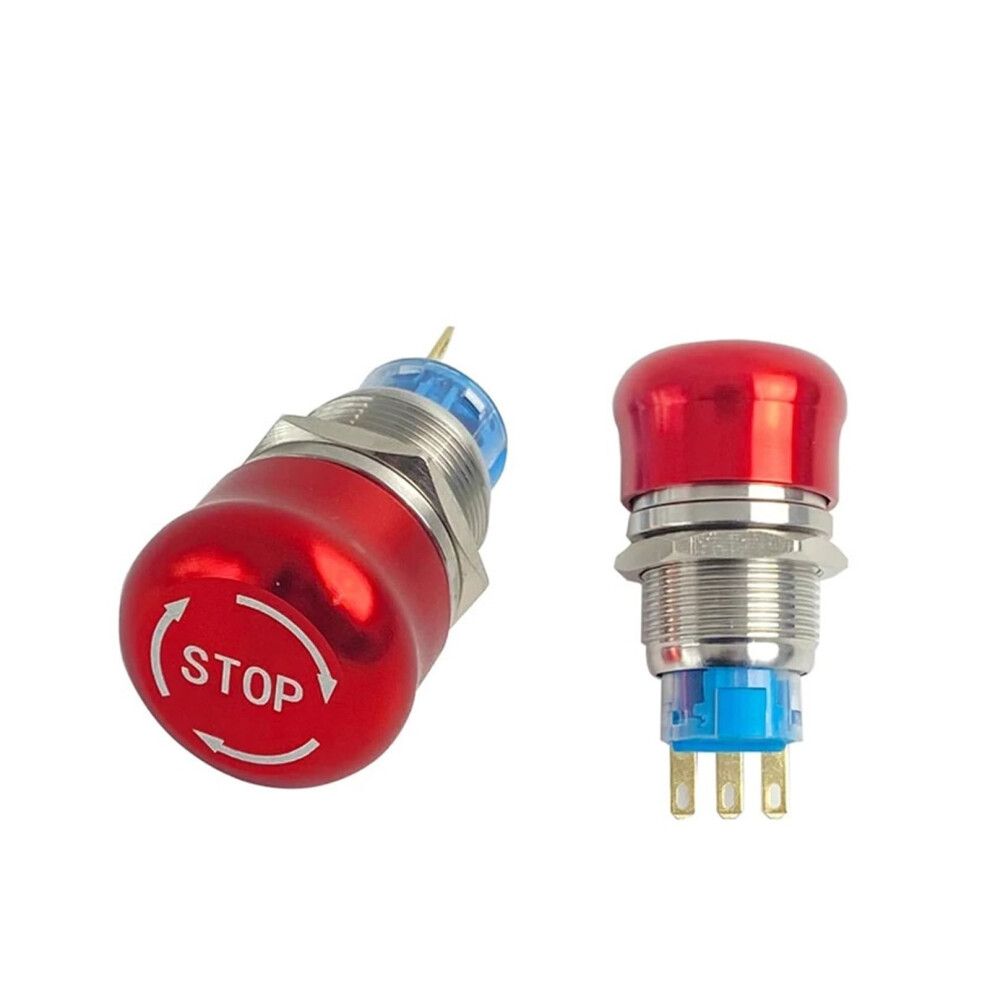 19Mm Metal Emergency Stop Push Button Switch Red Mushroom Head Rotary Lock Safety 3 Pins 1No1nc 9199774101516
