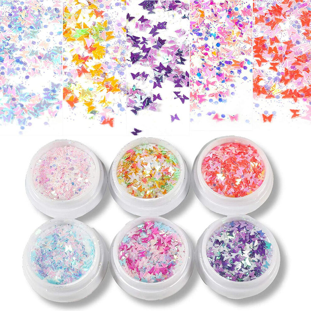 Iridescent Flakes, Color-shift Nail Decorations for Salon-Quality Results, Non-toxic Eco-Friendly High-quality Materials (6 Boxes of Creative