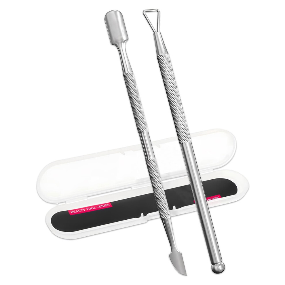 Metal Cuticle Pusher And Cutter Remover, Salon Quality Stainless Steel For Professional Manicure Pedicure, Gel Nail Polish Peeler With Antiskid