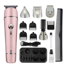 Kit de cuidados pessoais masculino recarregável, máquina de cortar cabelo multifuncional, à prova d'água para uso seco e molhado, lâminas duplas