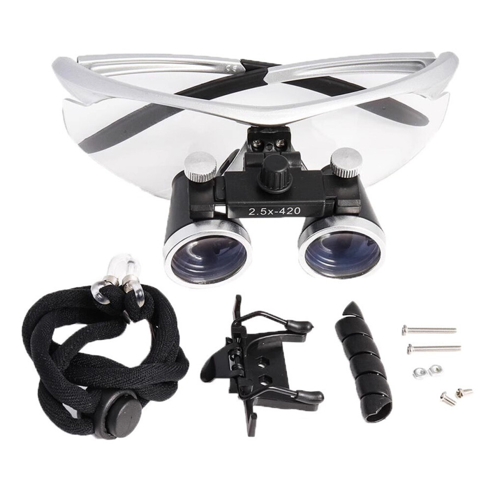 Light Led Head Surgical Loupes With Adjustable Magnification, 2.5X 3.5X Optical Glass Binocular Magnifier For Dentist Check-Ups, High Definition Imag