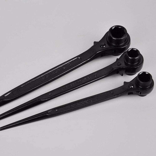 Double Sided Ratchet Wrench Sharp Tail Hex Ratchet Spanner Socket Tool 19mm x 24mm Black 2