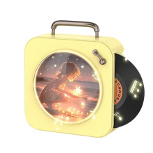 Vintage Bluetooth Player Compact Stereo System With CD Player AM FM Radio Vinyl Playback Yellow