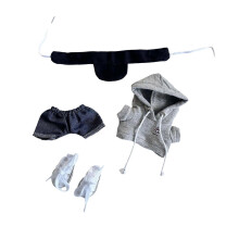 (for 15-17cm Dolls, 4Pcs White Sneakers) Fashion Dolls Hoodie and Pants Outfits for 15-17cm Dolls Dress up Girl Dolls 2Pcs