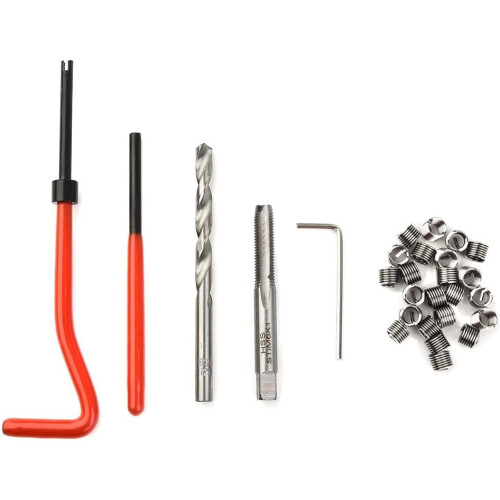 Complete 30piece tool set, M6 thread  kit with wrench, inserts, and drill bits 2
