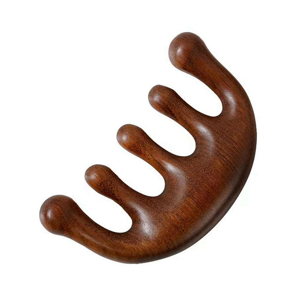 Wooden Scalp Massager Sandalwood Wide Tooth Comb for Stress Relief and Hair Detangling