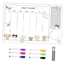 1 Acrylic Memo Board with Cartoon Partial Writing Board for Home and School, Including Push Pins and Erasable Markers for Notes and Creative Messages