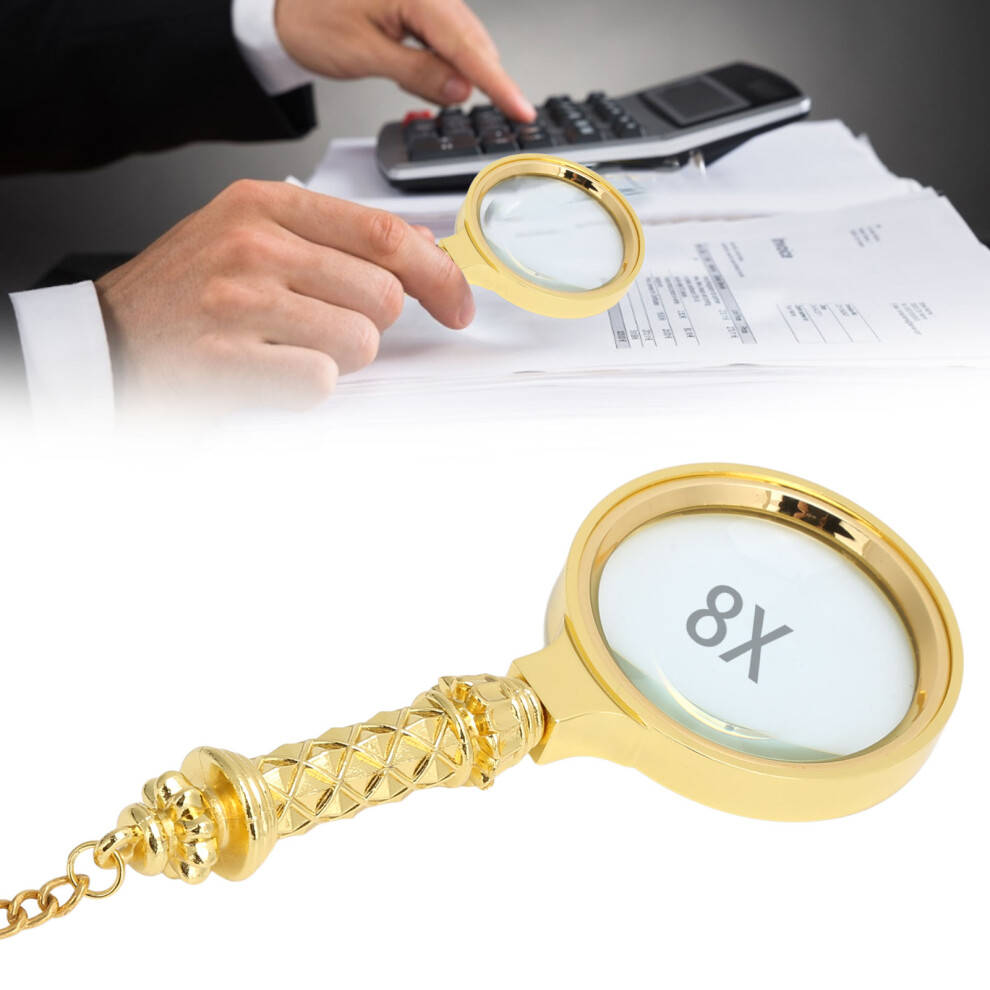 Zinc Alloy Carved Handle Magnifier 60mm 8x Reading Glass for Elderly