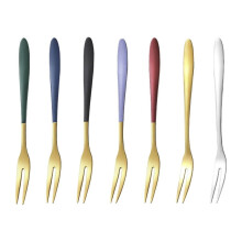 Fruit Forks Stainless Steel Dessert Picks Elegant MultiColored Cake and Appetizer Set 13cm