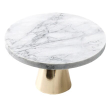 Marble Cake Stand for Dessert Table, Elegant Round Display Tray for Wedding Party Cupcakes