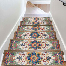 Stair Carpet Treads NonSlip Washable 76x20cm for Wooden Stairs Elderly Pets with TPE Backing Style B