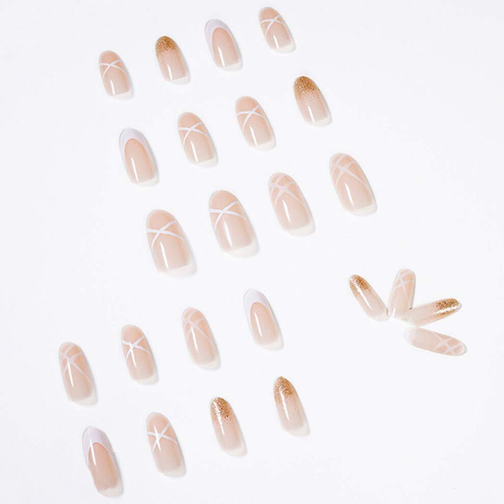 Easy Application Press On Nails, Almond Shape Solid Color Glossy Finish Artificial Acrylic Nails for Salon Quality Reusable Glitter Design (Salon