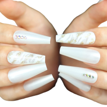 Luksusowe sztuczne paznokcie, idealnie dopasowane, z kryształkami i wzorem motyla 3D, dla wyjątkowego i efektownego manicure, oddychające i lekkie