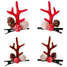 Accesorios para el cabello con estilo para mujeres y niñas, pinzas para el cabello con forma de cuernos de reno para Navidad que añaden un toque