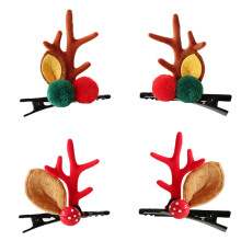 Regalo de Navidad, pelotas de peluche y pinzas brillantes con forma de cuernos, adorable accesorio para fiestas de niñas para una alegre reunión