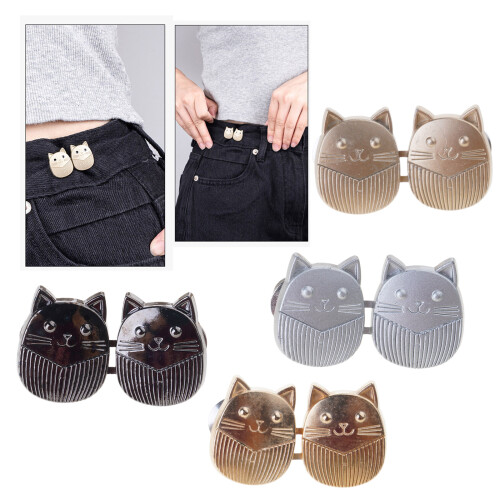 4 paires d'épingles à boutons, jolis chats, boucles de taille, 1