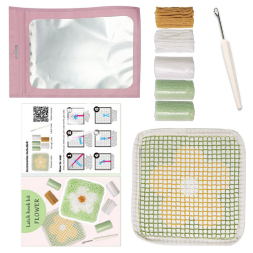 Latched Hook Kits Flower Coaster Crochet Kits-Light Green