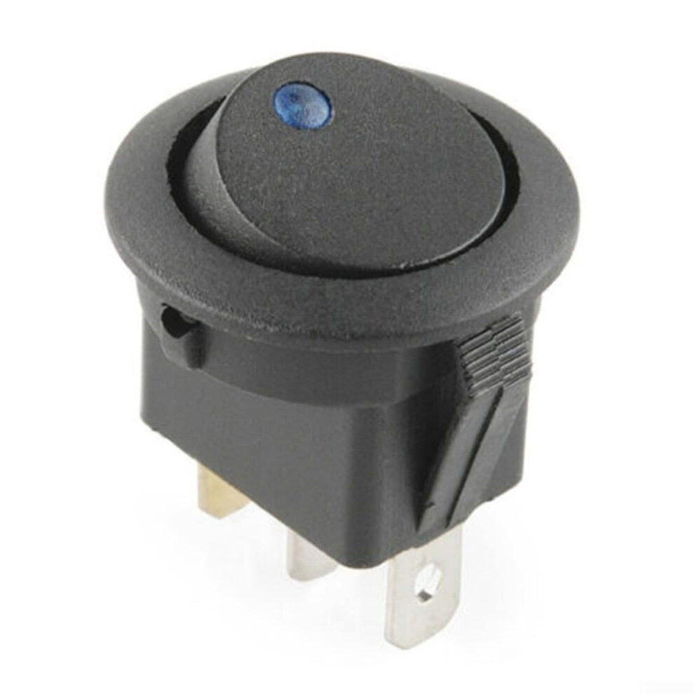 20A 12V Led Rocker Switch With On/Off Indicator For Car And Boat, Spst 3Pin Round Blue 9187378853580