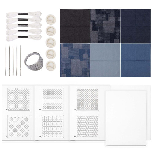 Needlework Set with Jeans Fabric Thread Stitching-Combination A