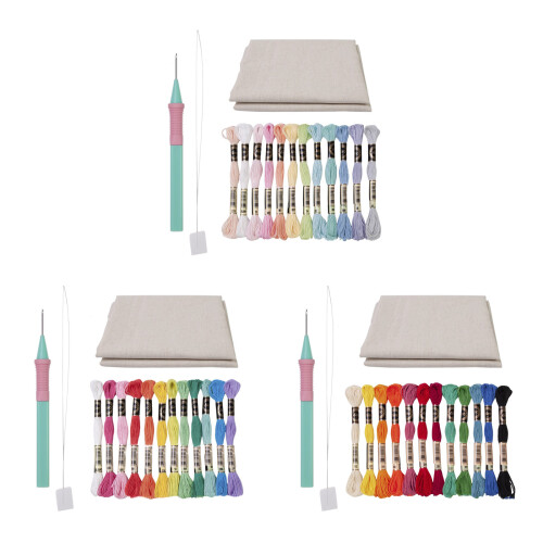 Punching Needle Embroidery Cloth Set with 12-Combination 3 1