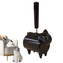 Fur Roller for Pet Hair Dog Cat Hair Remover with Cat Face Design Portable MultiFunction Roller for Bedding, Carpets, Sofa, Car, Black
