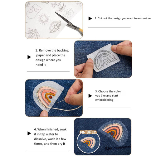 Water Soluble Stabilizer Sheets, Self Adhesive for-1 piece 2