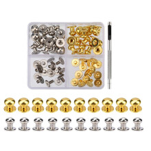Round Head Button Studs 4MM 7MM 8MM Metal-7mm gold and silver