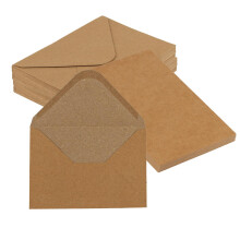 50 Kraft Paper Envelopes with Blank Cards, C6 Vintage Brown for Wedding Gifts