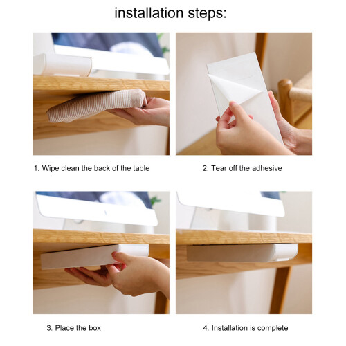 Stationery Organizer Under Desk Storage Drawer with Concealed Box Container 2