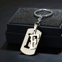 Fashion Stainless Steel Keychain Charms Alphabet Initials Car Key Chain Bag Charm For Women Men Key Rings