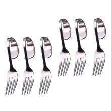 6pcs Stainless Steel Salad Forks with Elegant Curved Handle, Durable Dessert Fork Set for Home, Restaurant, Tea