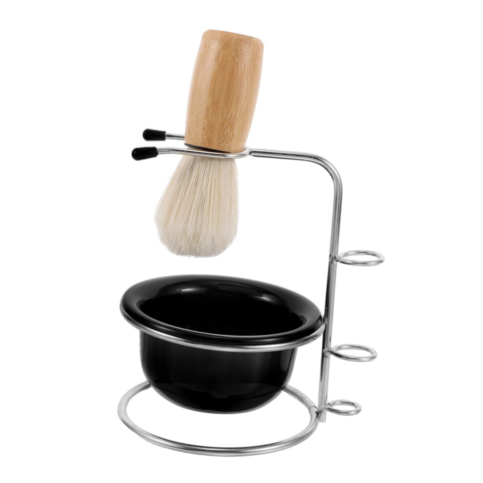 1piece shaving brush set with soft nylon brush, stable holder, and shaving bowl