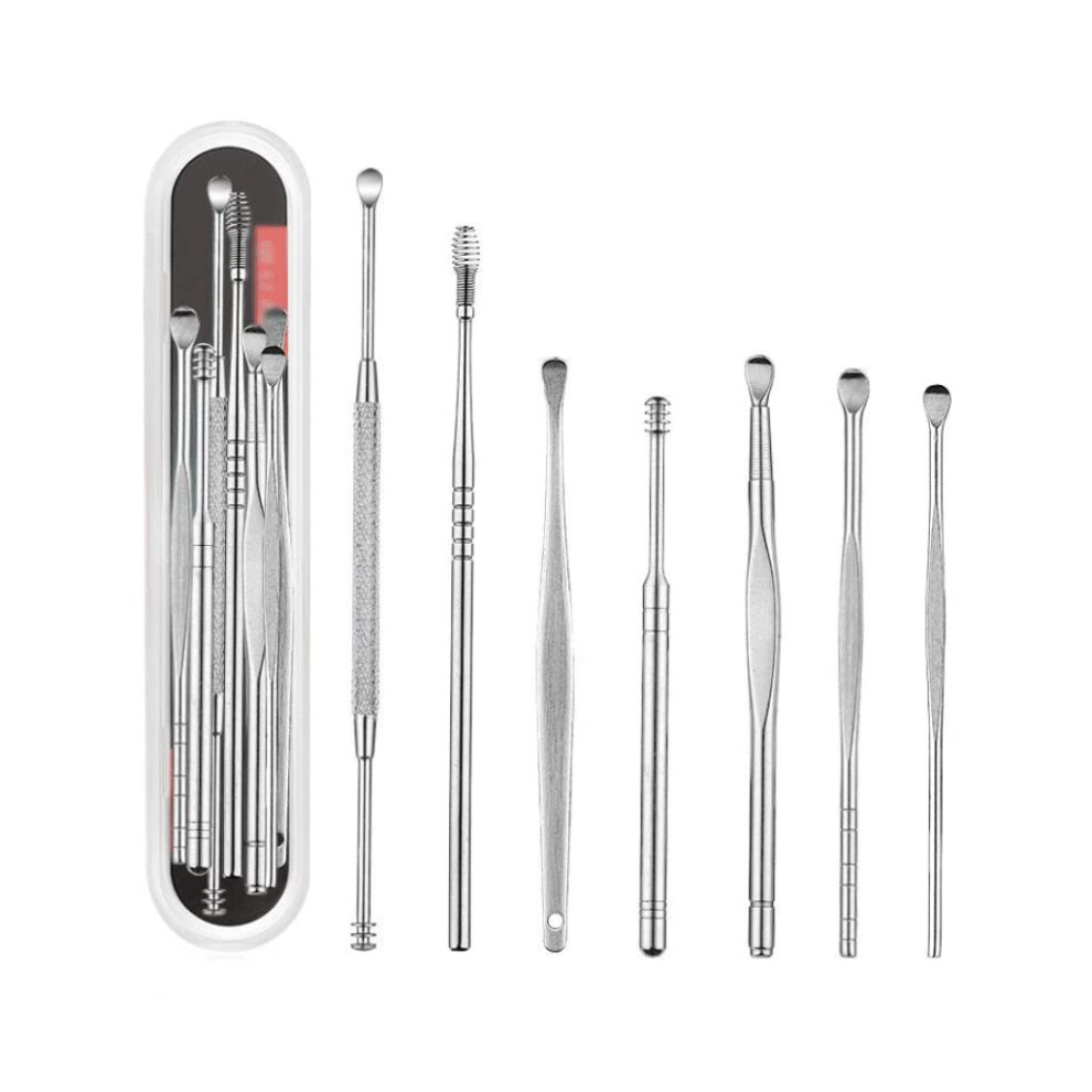 Earwax Removal Kit, 7piece Ear Spoon Set for Ear Cleaning, Ear Curette, Earwax Removal Kit with Storage Box, Ear Cleaning Set, Ear Spoon (A)