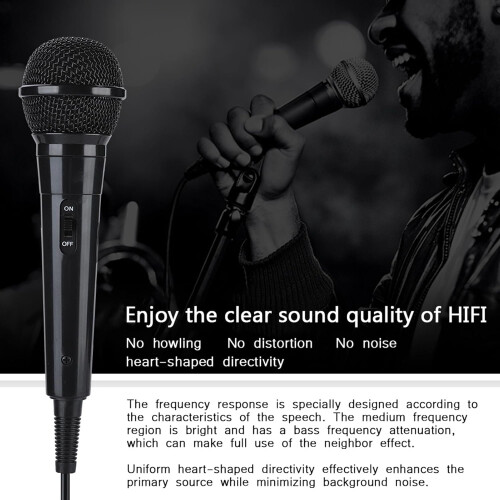 Karaoke Microphone, Singing Machine Portable Wired Dynamic Mic for Speakers, AMP (Black) 1