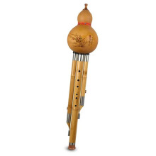 Hulusi Golden Hulusi C/BB/D/F/G Key Optional ThreeColored Hulusi Flute Professional Performance (F)
