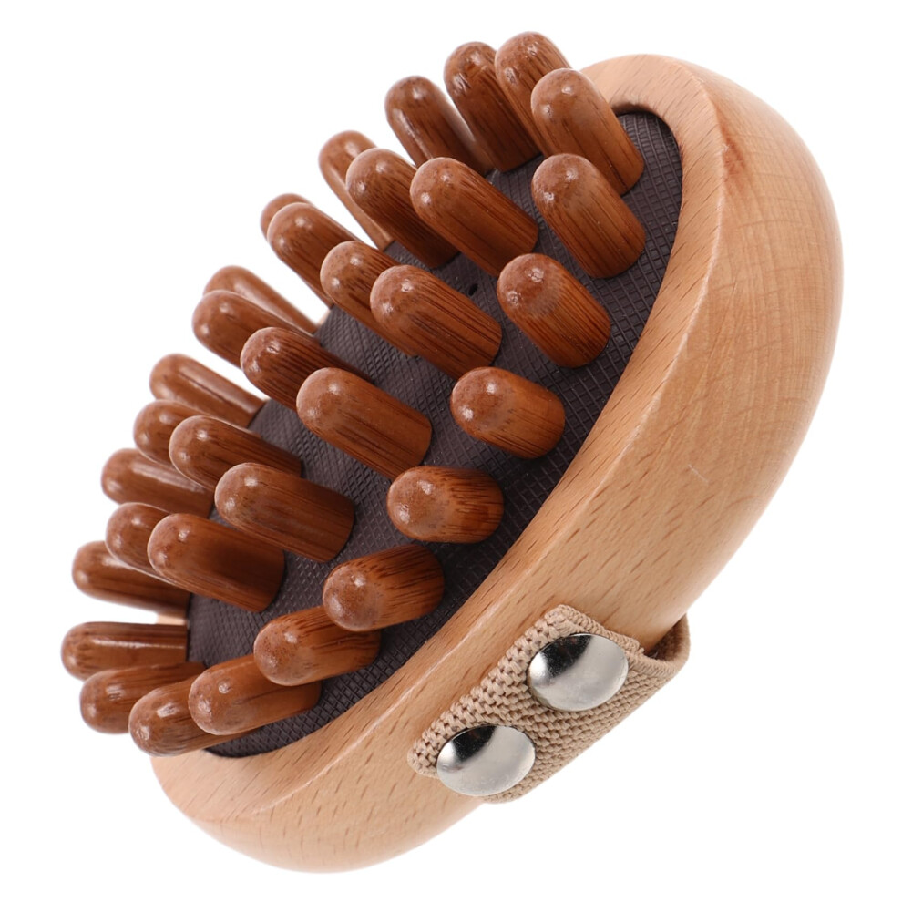 Wooden Massage Brush for Full Body and Scalp, Natural Wood Massager with Ergonomic Grip