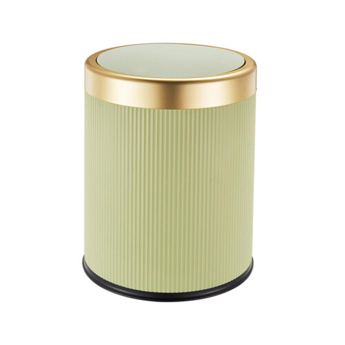 Small Round Trash Can with Lid, Compact ABS Mini Garbage Bin for Home or Office, Light Green