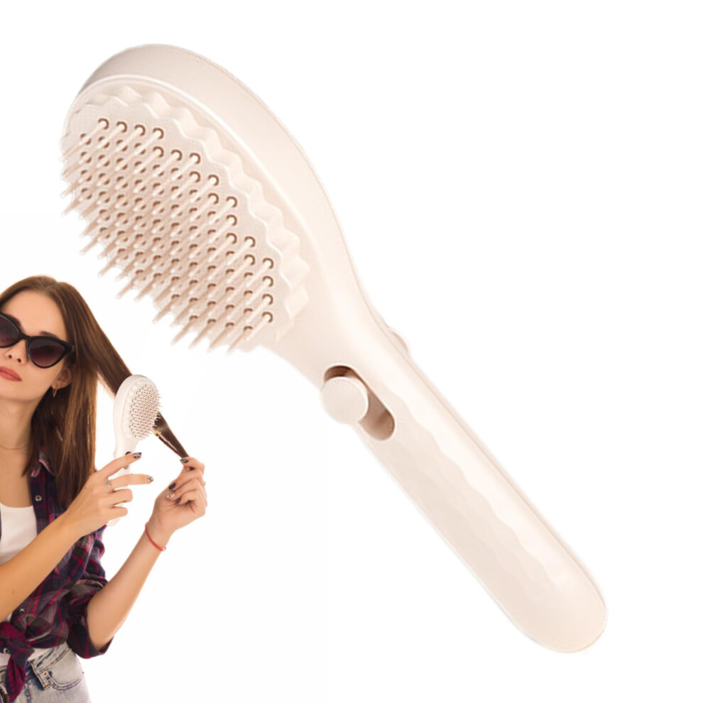 Women's Cream Selfcleaning Hairbrush Retractable Massage Comb Antistatic Multifunctional Hairbrush For Portable Massage Comb Color