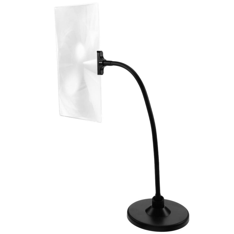 Magnifying glass with stand and flexible tube for desktop, ideal for reading, handicrafts, and watchmaking tasks.